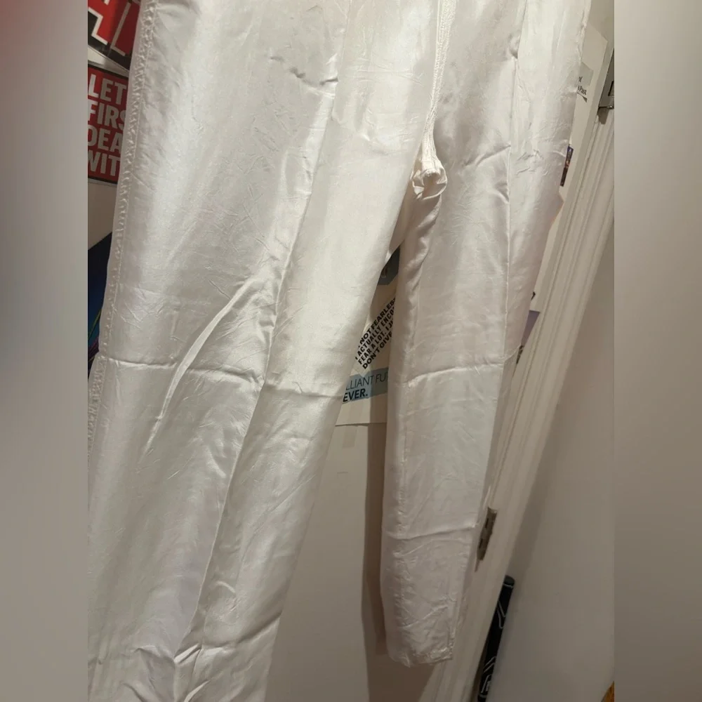 VTG Women's White Silk Joggers - Picture 5 of 9
